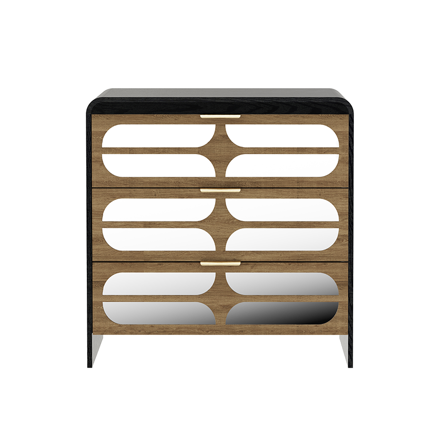 Lattice Mirrored 3-Drawer Dresser